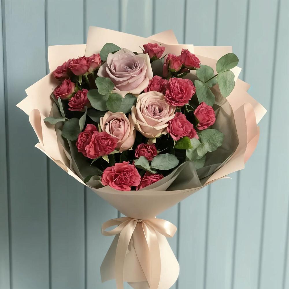 Букет цветов из: Гвоздики и Розы в Нефтегорске Краснодарского края