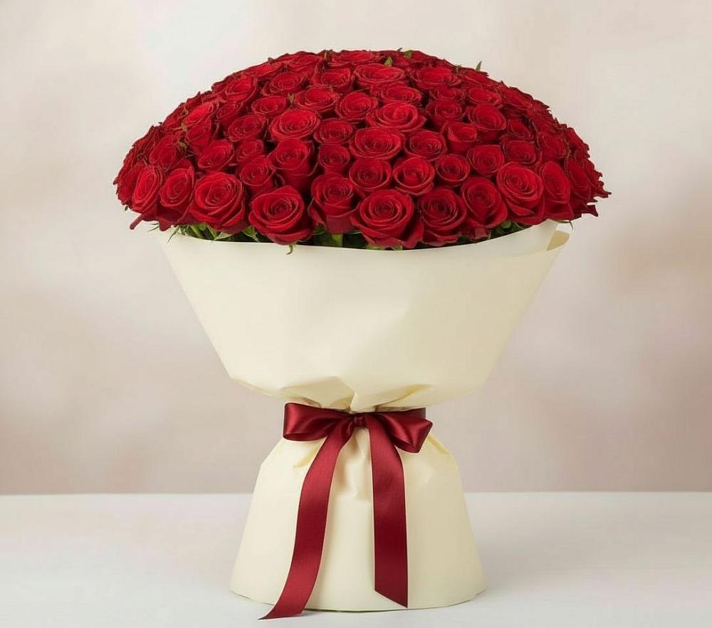 Букет 101 Красная роза Милано в Нефтегорске Краснодарского края