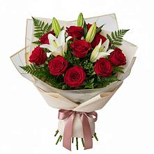 Букет цветов из:  Лилии и Розы в Нефтегорске Краснодарского края