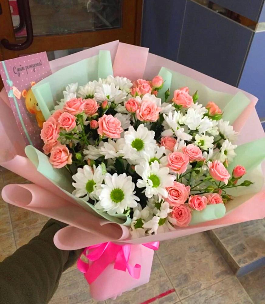 Букет цветов из: Розы и Хризантемы в Нефтегорске Краснодарского края