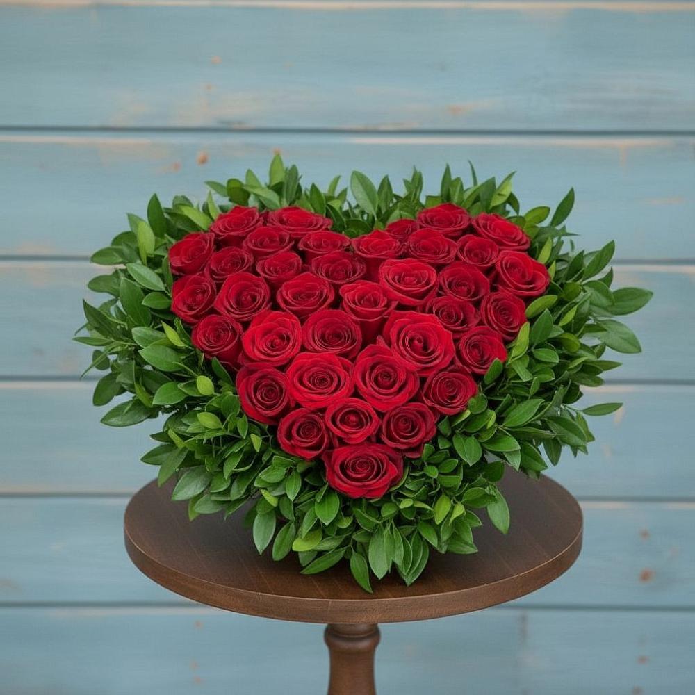 Цветочная композиция из Розы в виде сердца в Нефтегорске Краснодарского края