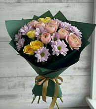 Букет цветов из:  Хризантемы и Розы в Нефтегорске Краснодарского края