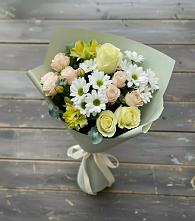 Букет цветов из:  Альстромерии, Розы и Хризантемы в Нефтегорске Краснодарского края